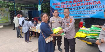 Polsek Sungai Pinang Gelar Gerakan Pangan Murah, Warga Antusias Sambut Harga Beras Terjangkau*